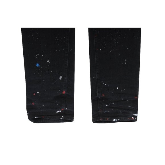 Amiri Mens Paint Splatter Broken Knee Blowout Distressed Skinny Jeans - Picture 3 of 10